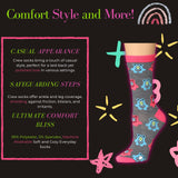 Tipi Toe Women's 6-Pairs Frozen Whimsy Colorful Funky Dots Stripes Wintry Accents Patterned Crew Dress Socks