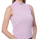 Isadora Paccini Women's Lilac Long Mock Turtle Neck Pullover Sleeveless Tank Tops for Women