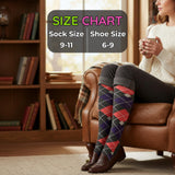 Colorful Striped Argyle Pattern Knee High Socks - 6 Pairs