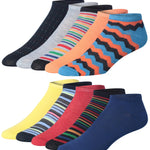  Men's 10 Pairs Classy Extra Lightweight Bright Multicolor Mix Colorful Patterned Low Cut/No Show Socks - Socks