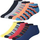  Men's 10 Pairs Classy Extra Lightweight Bright Multicolor Mix Colorful Patterned Low Cut/No Show Socks - Socks