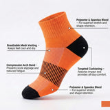 Black-Checkered Center Sports Quarter Socks - 12 Pairs