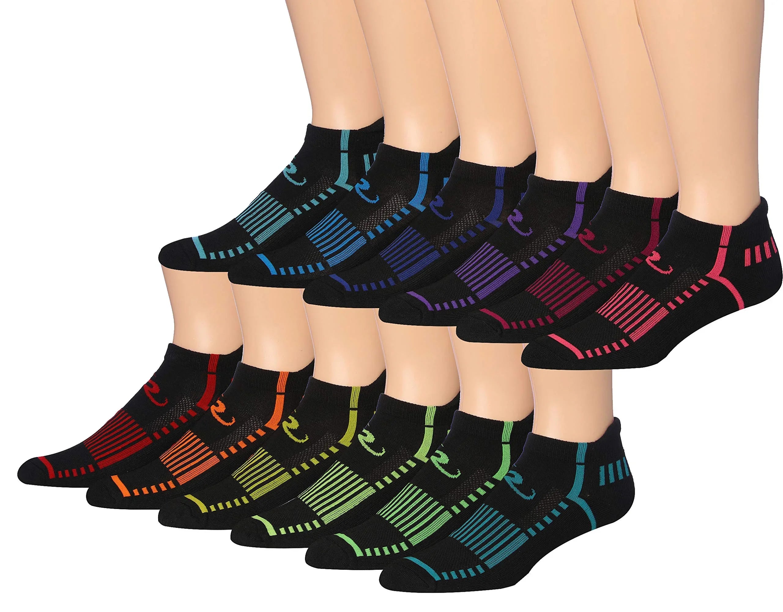 RONNOX Men's 12-Pairs Low Cut Running & Athletic Performance Tab Socks Medium/Large MRLT17-AB-ML - Tipi Toe Socks