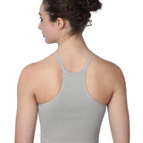 Isadora Paccini Women's Grey Sleeveless Ribbed Scoop Neck Summer Tank Tops for Women