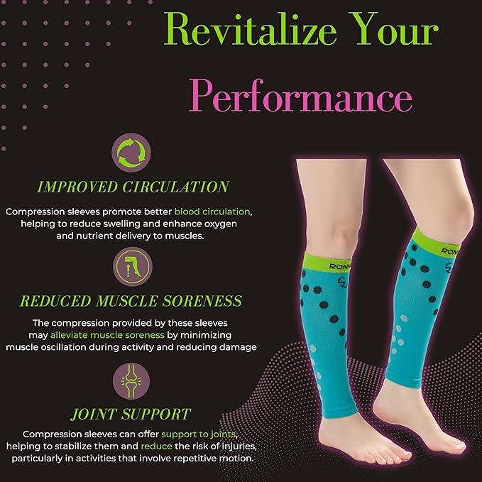 Unisex Calf Compression Sleeve 3-Pairs Colorful Layers Whimsical Dots 12-14 mmHg Great for Athletic & Use - Socks