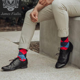 JAMES FIALLO Men's 6-Pairs Fashion Leafy Harvest Hues Pattern Crew Dress Socks