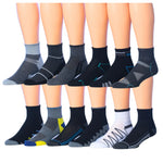 JAMES FIALLO Men's 12 Pack Midnight Tech Mix Patterned Quarter Athletic Socks - Tipi Toe Socks