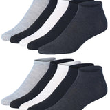  Men's 10 Pairs Classy Extra Lightweight Monochrome Mix Colorful Patterned Low Cut/No Show Socks - Socks