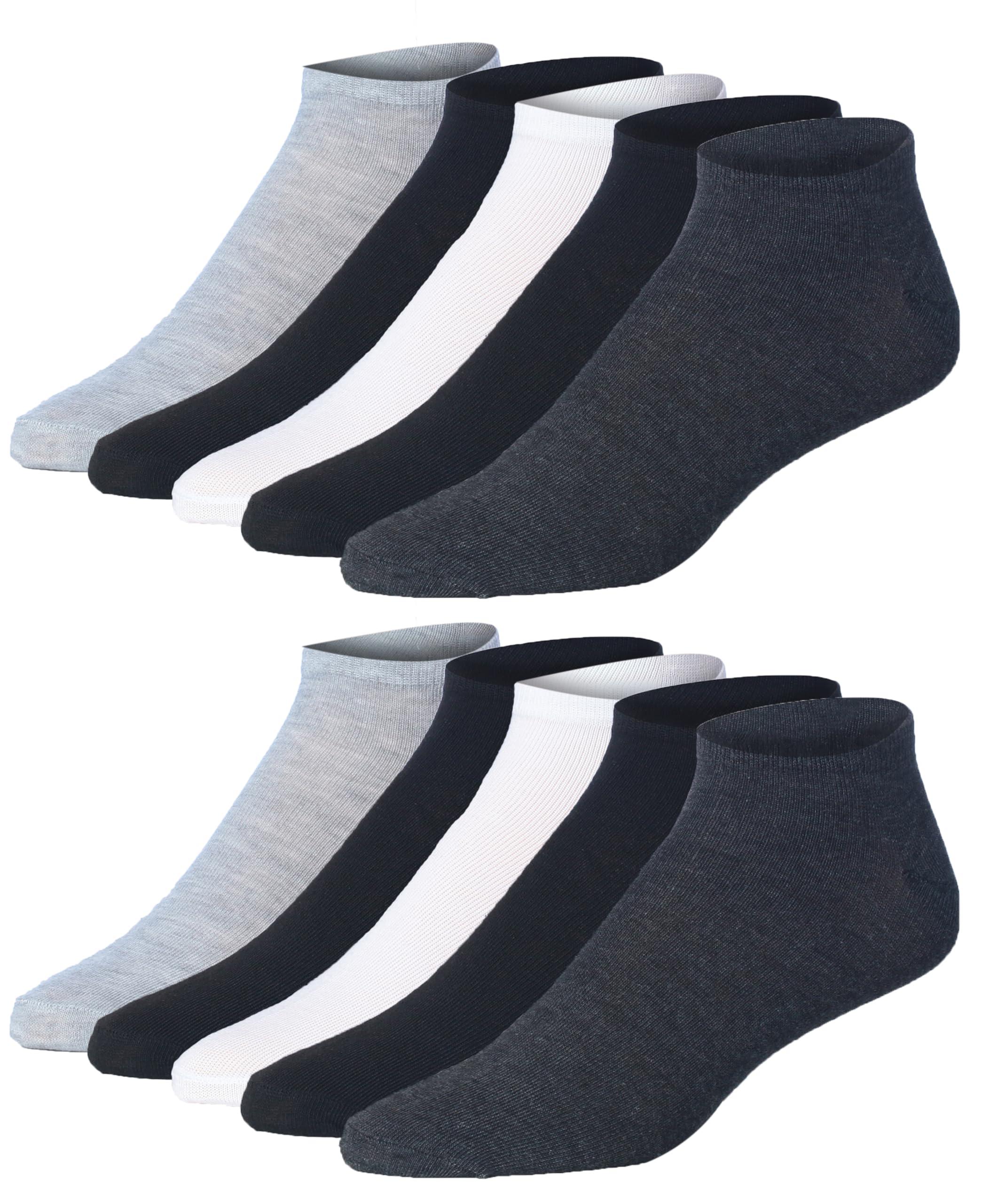  Men's 10 Pairs Classy Extra Lightweight Monochrome Mix Colorful Patterned Low Cut/No Show Socks - Socks