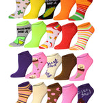  Women's & Girls 20 Pairs Fiesta Pop Mix Colorful Patterned Ankle/Low Cut Socks -  Socks