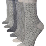 Tipi Toe 6 Pairs Women's Extra Warm Wool-Blend Grey Gradient Blackened Jacquard Jewels Crew Boot Socks