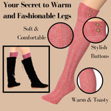 Tipi Toe Women's 3-Pairs Winter Warm Fashion With Buttons Comfortable Knee High Cotton-Blend Boot Socks