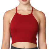 Isadora Paccini Women's Red Sleeveless Ribbed Scoop Neck Womens Cute Tank Tops