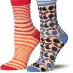  Womenƒ??s 2 Pairs Sheer Ankle Socks ƒ?? Sunset Stripes & Moonlit Pebbles Mesh Fashion Socks -  Socks