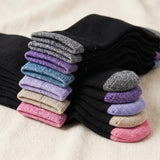 Solid Black Color Patterned Knee High Socks - 6 Pairs