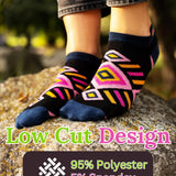 Tipi Toe Women's & Girls 20 Pairs Colorful Patterned Chevron Stripe No Show Socks For Women