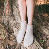 Solid QuarterTurn-Cuff Multicolor Striped Ruffle Socks