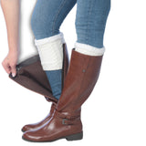 Tipi Toe Women's 3 Pairs Monochromatic Vertical Knits Grey White Black Knitted Leg Warmer Boot Cuffs With Fleece Fuzzy Lining