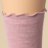 Turn-Cuff Solid Ruffle Socks  - 3 Pairs