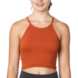 Isadora Paccini Women's Rust Sleveeless Ribbed Scoop Active Tank Tops for Women