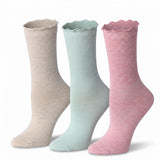 Turn-Cuff Solid Ruffle Socks  - 3 Pairs