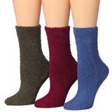 Tipi Toe Women's 3 Pairs Cozy Microfiber Anti-Skid Soft Fuzzy Crew Socks