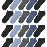 Kids Boys 20 Pairs Classy Lightweight Novelty Black Denim Chambrey Charcoal Pattern Low cut/No show socks