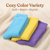 Soft Anti-Skid Pastel Harmony Fuzzy Socks - 3 Pairs