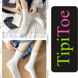 Black/ White/ Gray Turn-Cuff Ruffle Socks