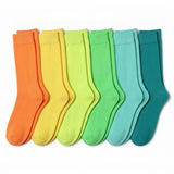 Women's 6-Pairs Colorful Light Blue Violet Pink Funky Solid Design Crew Dress Socks