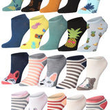  Women's & Girls 20 Pairs Tropical Critters Colorful Patterned Ankle/Low Cut Socks -  Socks