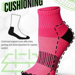 Women's 6-Pairs Running & Athletic Sports Performance White Color-Sole Blue Green Yellow Quarter Socks - Socks
