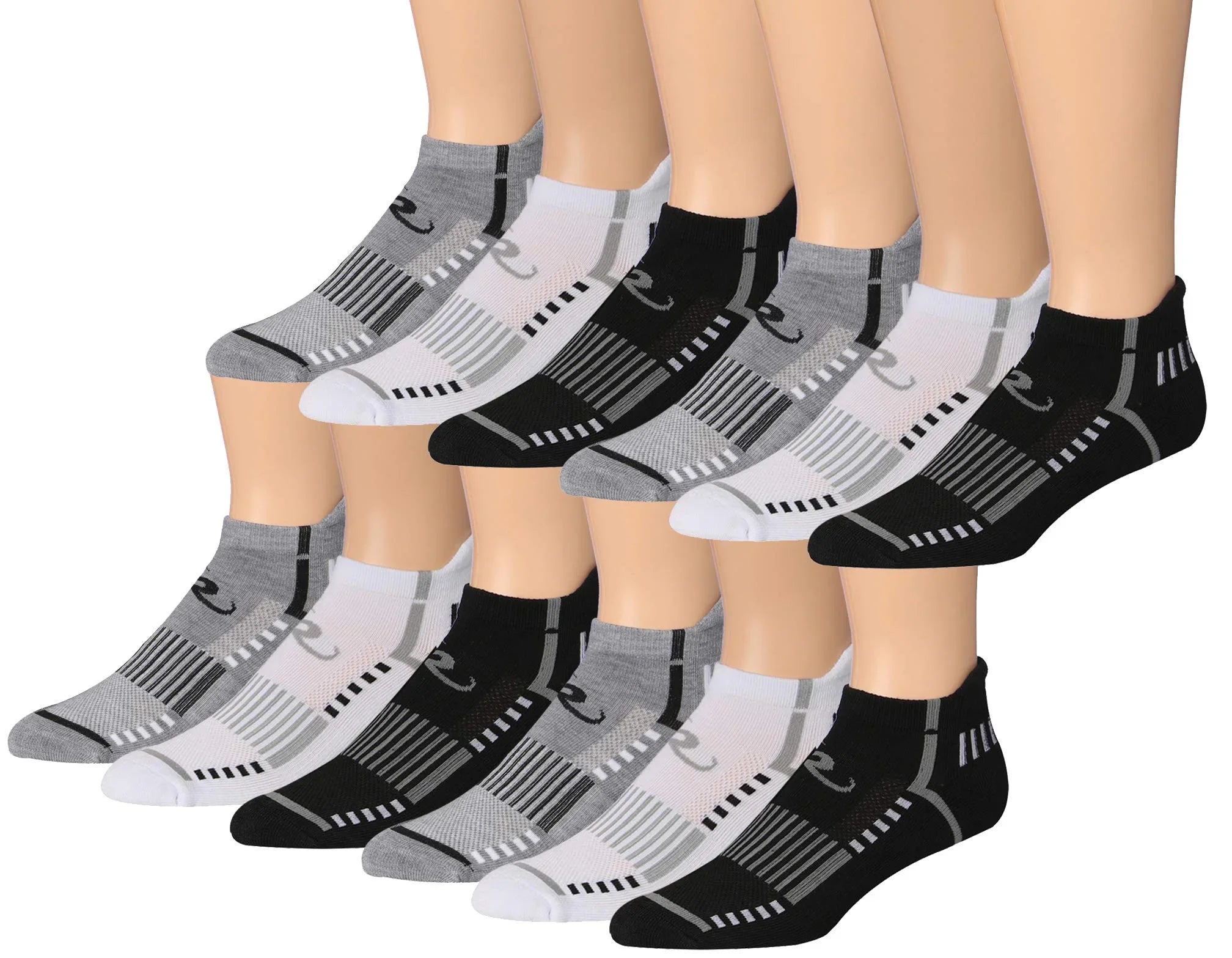 RONNOX Men's 12-Pairs Low Cut Running & Athletic Performance Tab Socks Medium/Large MRLT24-AB-ML - Tipi Toe Socks