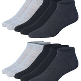 JAMES FIALLO Men's 10 Pairs Classy Extra Lightweight Dark Neutral Mix Colorful Patterned Low Cut/No Show Socks - Tipi Toe Socks