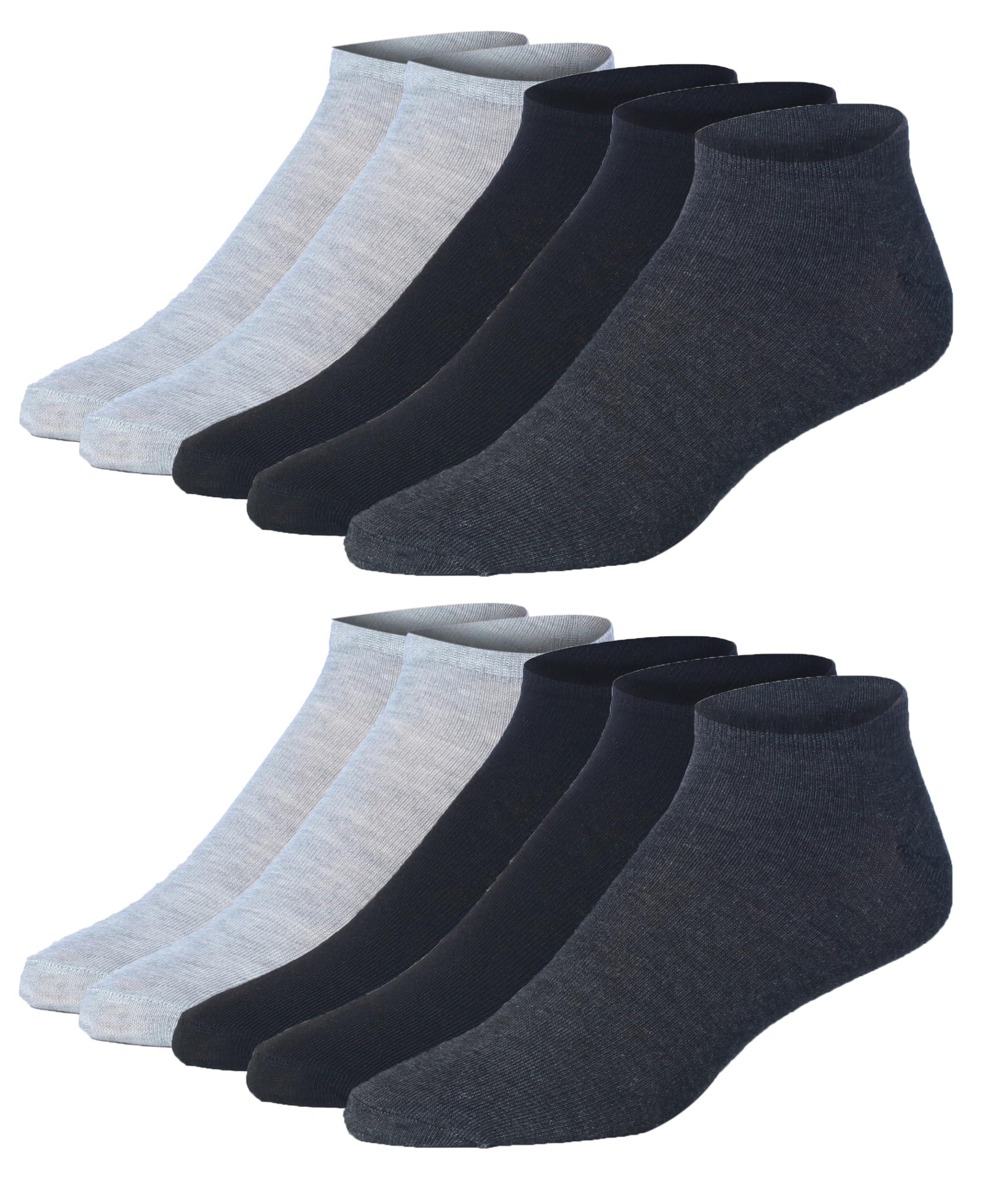 JAMES FIALLO Men's 10 Pairs Classy Extra Lightweight Dark Neutral Mix Colorful Patterned Low Cut/No Show Socks - Tipi Toe Socks