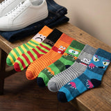 Men's Cheerful Monster Socks - 6 Pairs