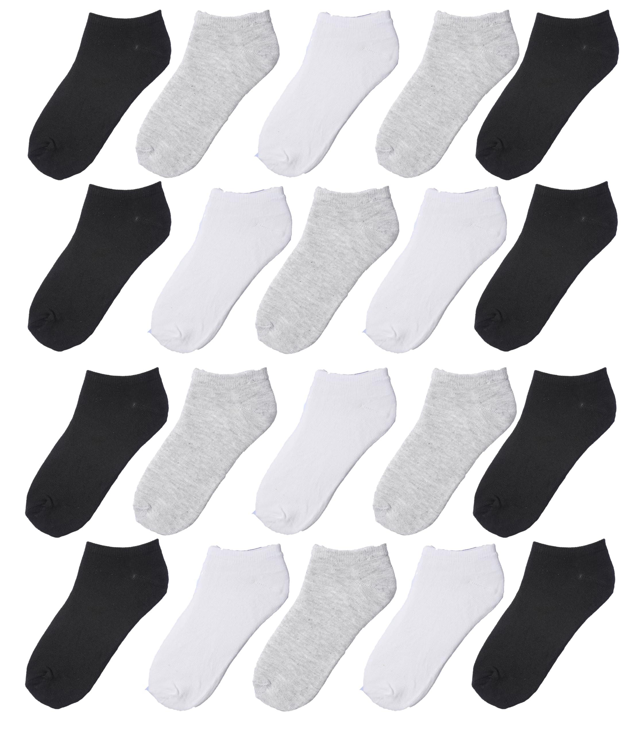  Kids Boys 20 Pairs Classy Lightweight Novelty White Grey Black Pattern Low cut/No show socks -  Socks