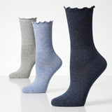 Turn-Cuff Multicolor Ruffle Socks  - 3 Pairs