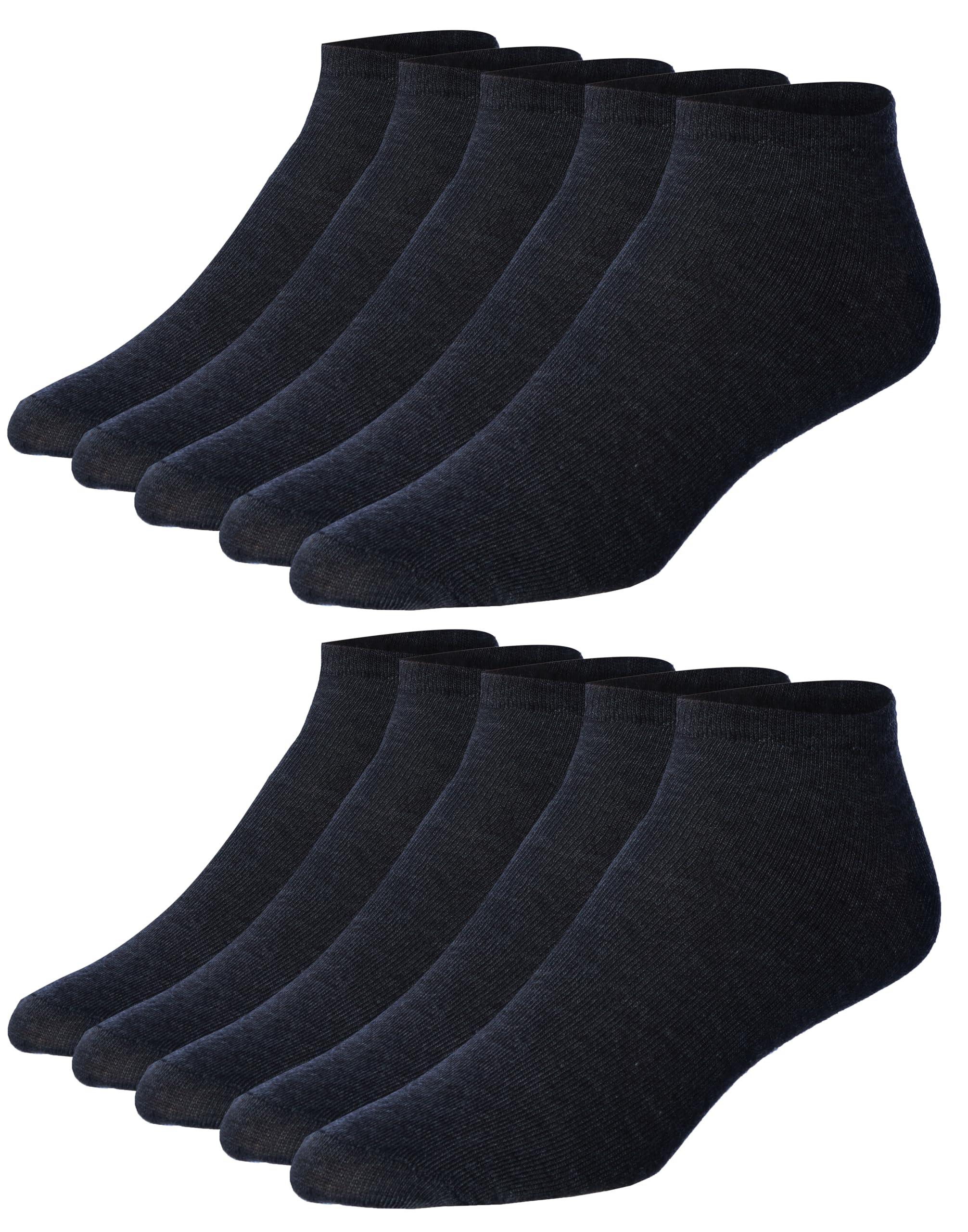  Men's 10 Pairs Classy Extra Lightweight Midnight Black Colorful Patterned Low Cut/No Show Socks - Socks