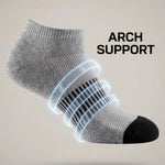 Gray ankle sock with arch support on a beige background