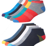  Men's 10 Pairs Classy Extra Lightweight Vibrant Stripes Colorful Patterned Low Cut/No Show Socks - Socks