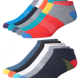 Men's 10 Pairs Classy Extra Lightweight Vibrant Stripes Colorful Patterned Low Cut/No Show Socks - Socks