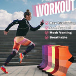 Women's 6-Pairs Running & Athletic Sports Performance White Color-Sole Blue Green Yellow Quarter Socks - Socks