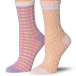  Womenƒ??s 2 Pairs Sheer Ankle Socks ƒ?? Numbers & Stripes Mesh Patterned Fashion Socks -  Socks