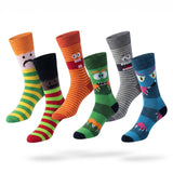 Men's Cheerful Monster Socks - 6 Pairs