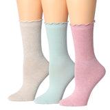 Turn-Cuff Solid Ruffle Socks  - 3 Pairs