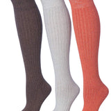 Tipi Toe Women's 3-Pairs Ribbed Cable Knit Soft Colorful Tones Knee High Wool-Blend Boot Socks