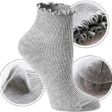 Solid QuarterTurn-Cuff Multicolor Striped Ruffle Socks