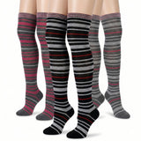 Striped Elegance Over The Knee High Socks - 3 Pairs