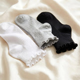 White/Grey/Black Turn-Cuff Quarter Socks